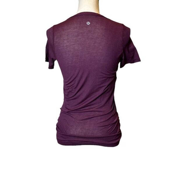 Lululemon Karmady Short Sleeve Tonka Stripe Burnout Plum S - Picture 5 of 9